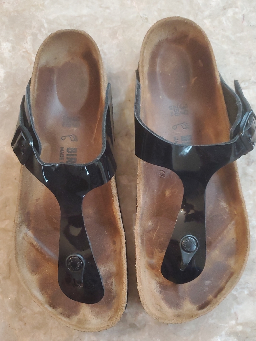 Birkenstock Black Patent Gizeh Thong Sandals
